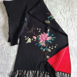 Embroidered Shawl with Sleeves